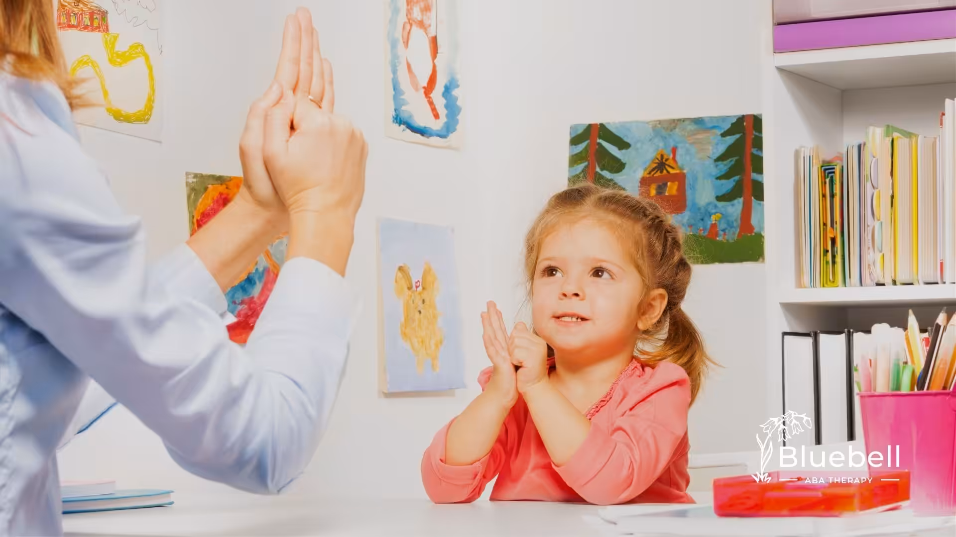 A little girl having an ABA Therapy session at home.