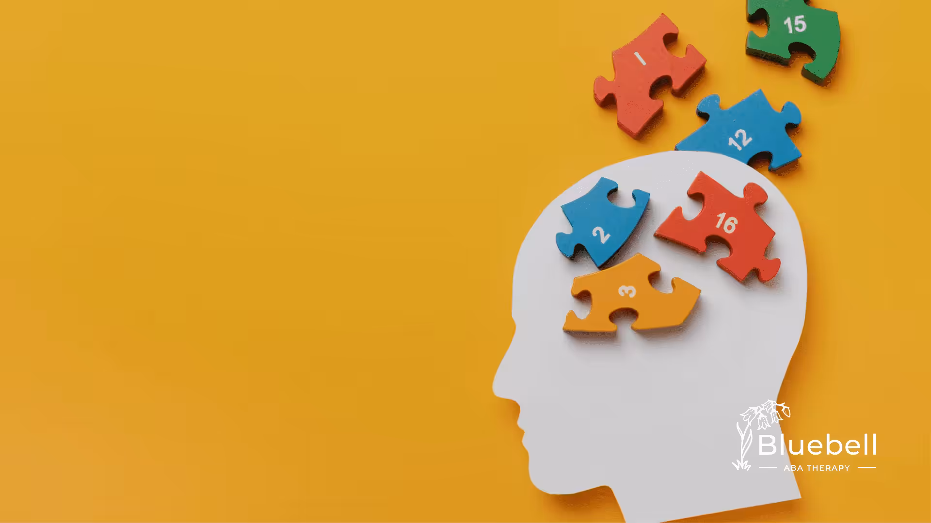 A paper cutout of a human head with colorful puzzle pieces on it