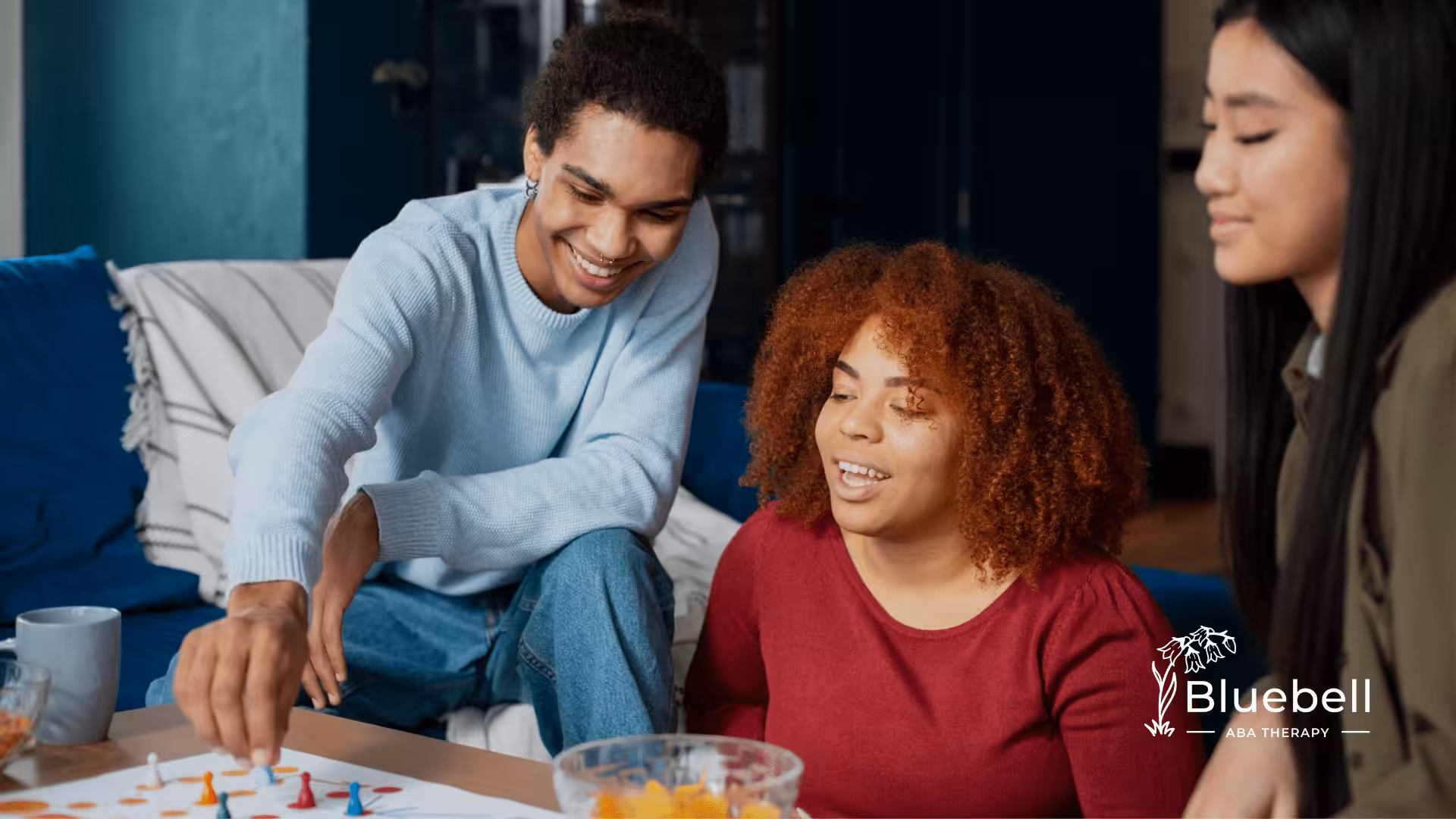 A group of adults with autism during social skills training