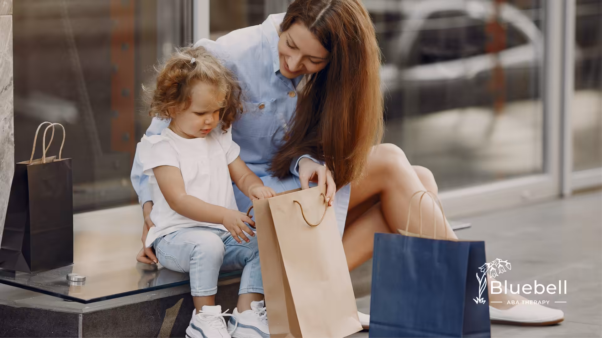 A kid with autism and her mom doing shopping